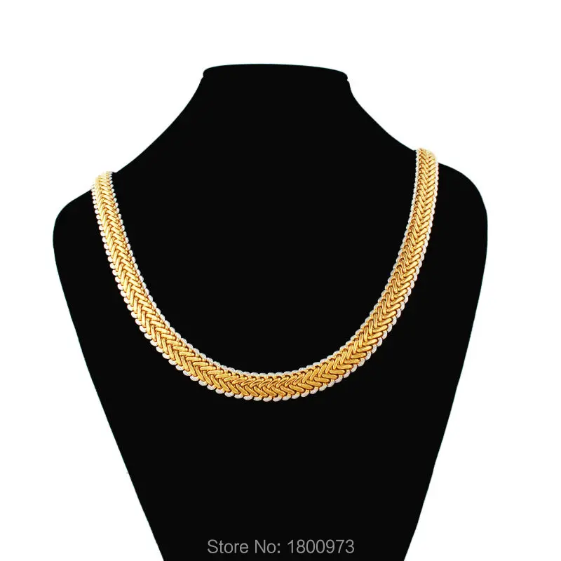 Unique Two Tone Necklace New Trendy Gold/Silver Color 11MM 22 Inches Snake Chain Necklaces Jewelry Men