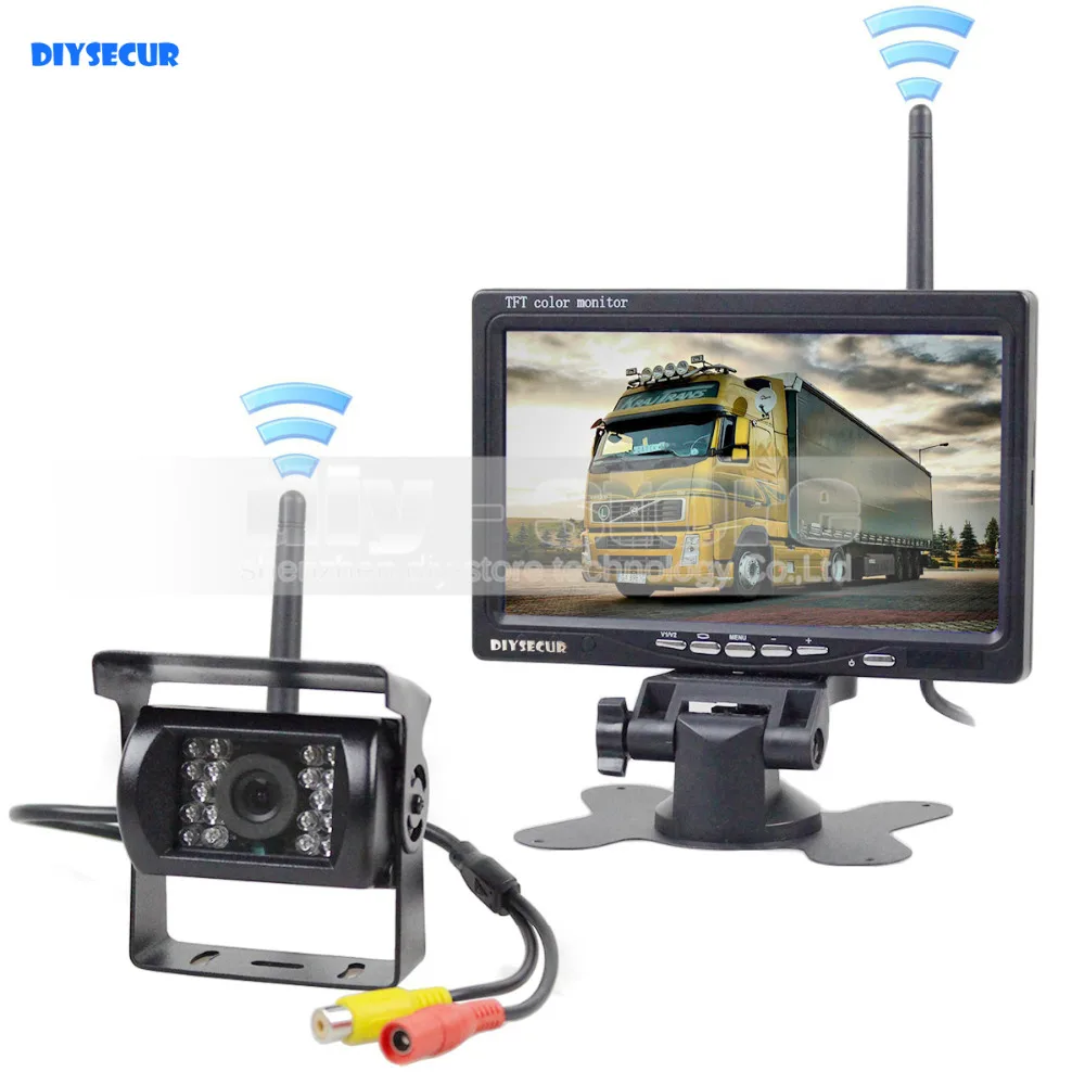 

DIYSECUR Wireless Transmission 800 x 480 7inch Car Monitor IR CCD Rear View Backup Camera for Car Bus Truck Caravan Trailer RV