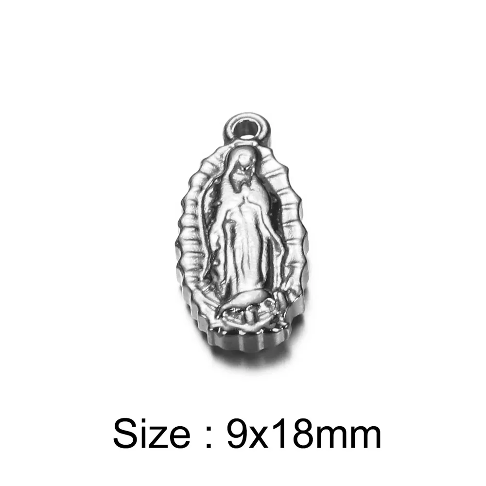 10PCS Wholesale Catholic Stainless Steel Virgin Charms for Jewelry Making Virgin Christian Pendant Accessories