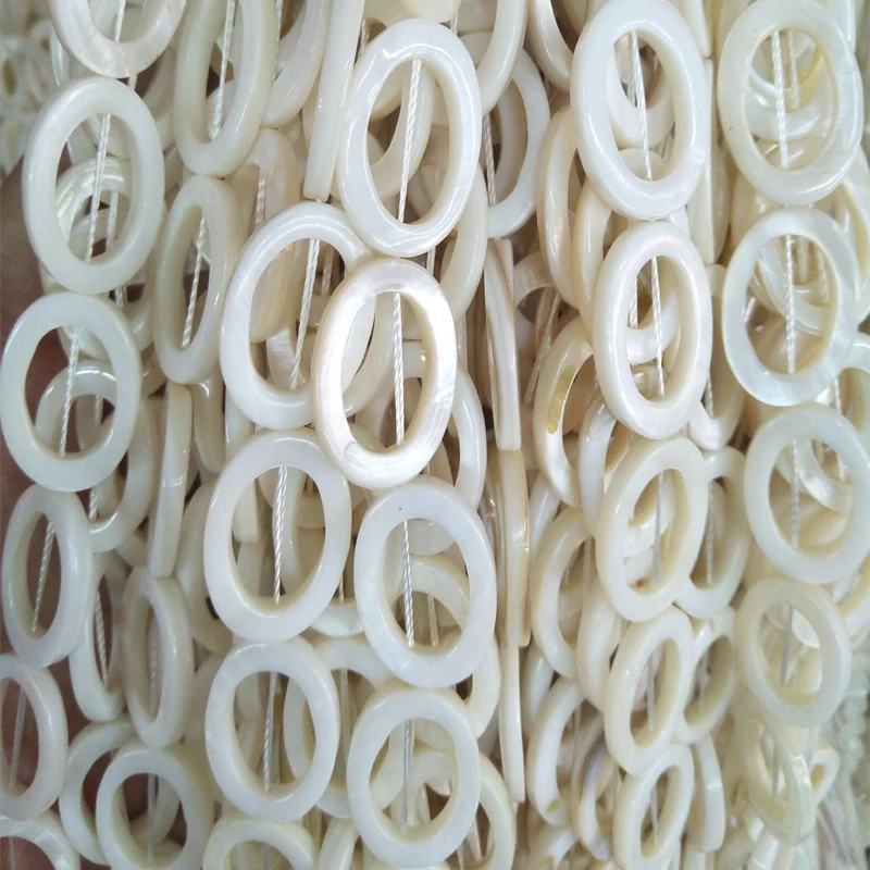 18X25MM Hollow Oval Shape Shell Beads DIY Bracelet Necklace Material White Natural Loose Shell Beads For Jewelry Making