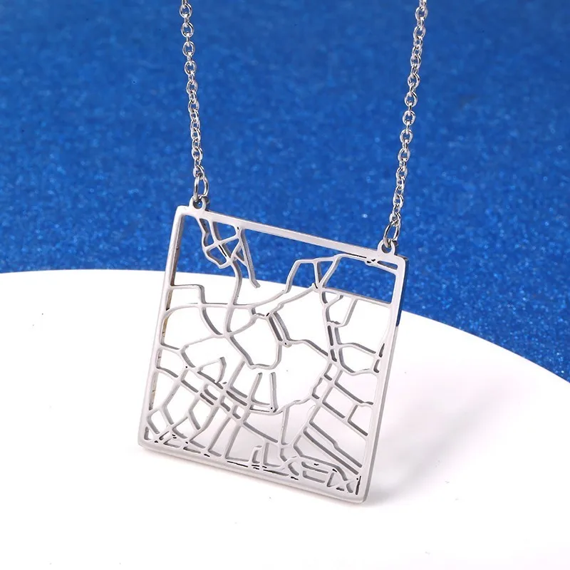 Amsterdam Netherlands City Map Jewelry Your Hometown Pendant Necklace Memorial Day Gifts