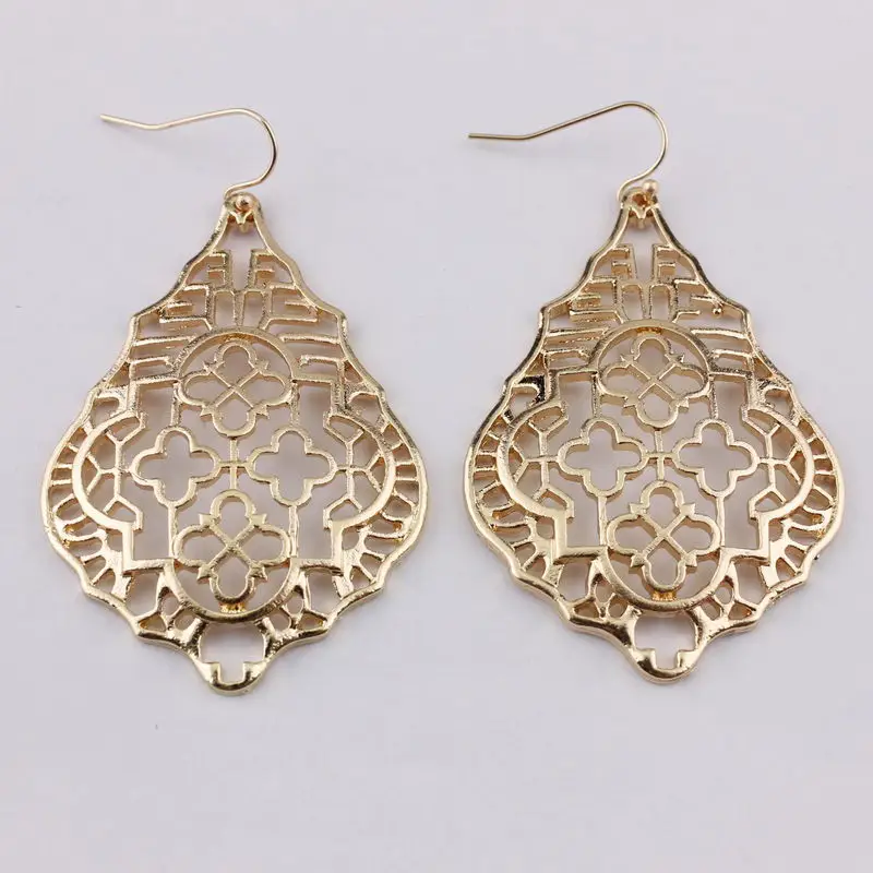 ZWPON 2020 New  Filigree Teardrop Drop Earrings for Women Fashion Designer Jeweley Statement Cutout Water Drop Earrings