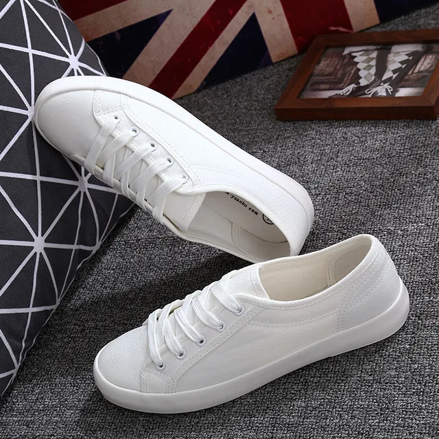 White Canvas Shoes Sports Tennis Women Shoes Autumn Flat Oxford Shoes Woman Female Wild Literary Shoes Students Sneakers Walking