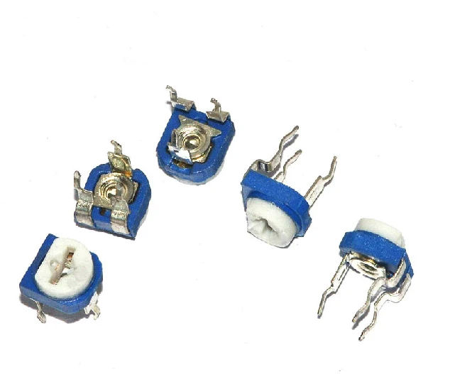 

Free shipping 100pcs/lot Blue white Adjustable resistor 502 5K Horizontal Potentiometer