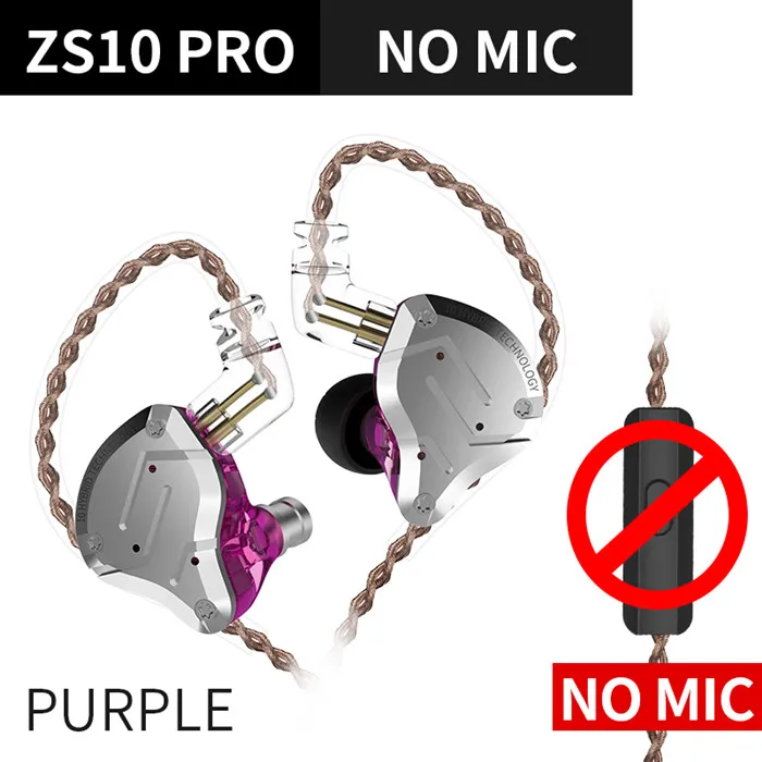 KZ ZS10 Pro Ruisonderdrukkende oortelefoon 4BA + 1DD Hybride 10 drivereenheden HIFI Bass-oordopjes in-ear monitor Metalen headset