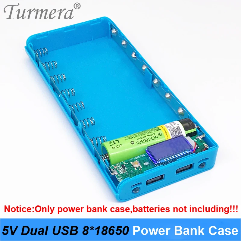 5V Dual USB 8*18650 Power Bank แบตเตอรี่กล่องชาร์จโทรศัพท์มือถือ DIY กรณีเชลล์แนะนํา NCR18650B HG2 18650 แบตเตอรี่ DIY