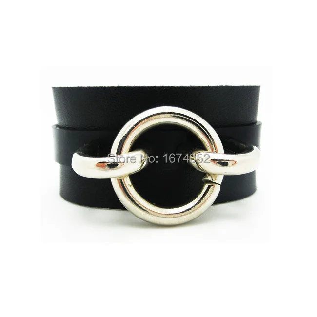 Wholesale NEW SEXY Unisex Men Women Punk Goth Handmade Layered Leather O-Round Bangle Wrist DW213 Free Shipping