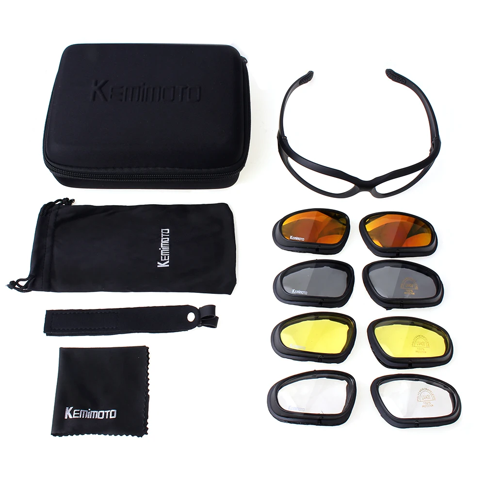 KEMiMOTO Motorcycle Glasses Riding Goggles Protective Motorcycle Glasses with 4 Lens Kit for Outdoor Activity Sport Sunglasses