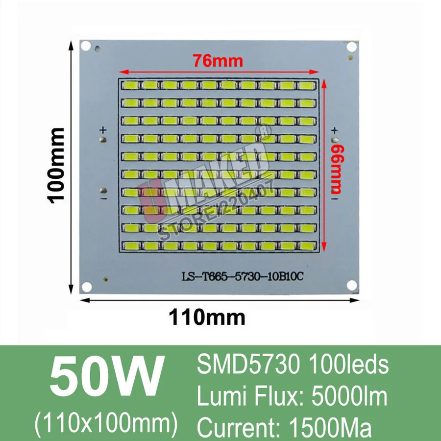 10pcs 50W LED Floodlight PCB board SMD5054/2835/5730 led Aluminum plate base, warm white/ white diy led floodlight lawn bay lamp