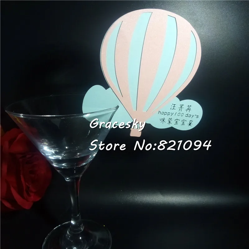 50pcs Balloon with cloud design Wine Glass Place Name Cards Markers Party Table Invitation Cards Party Event Decoration Supplies