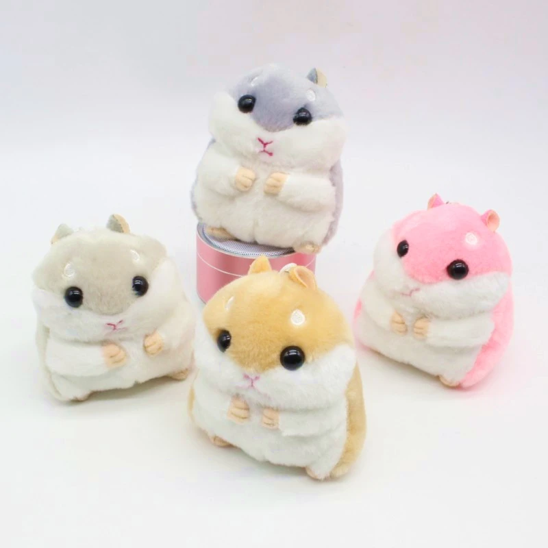 Cute Girls Cartoon Hamster Key Chain On Bag Plush Fur Pom Pom Doll Keychain Women Car Trinket Animal Toy Jewelry Party Gift