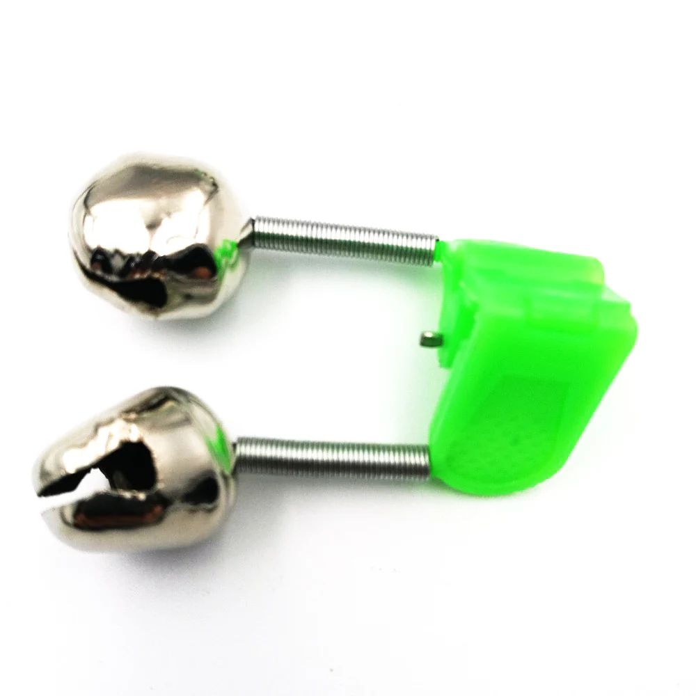 4 Pcs Fishing Bite Alarms Fishing Rod Bells Rod Clamp Tip Clip Bells Ring Green ABS Fishing Accessory