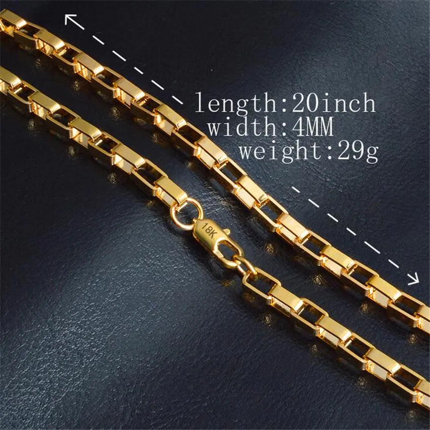 Gold Chain Necklace Hot Necklace Fashion Jewelry 18 K 4MM 50CM 20Inch Men Chain Geometric Pattern Snake Chain