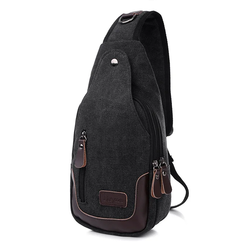 

Casual Rugzakken Canvas Men Backpack Retro Vintage Male Student School Bags Man One Shoulder Backpack Chest Bags Triangle Bolsas