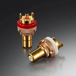 EIZZ High End 24K Gold Plated Brass Female RCA Jack Socket connector Adapter For Hifi Audio Video TV CD AMP Panel Chassis Mount