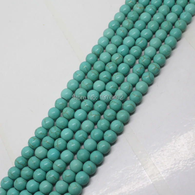 Free shipping! Wholesale 68pcs.6mm Blue Turquoises Round Loose Beads