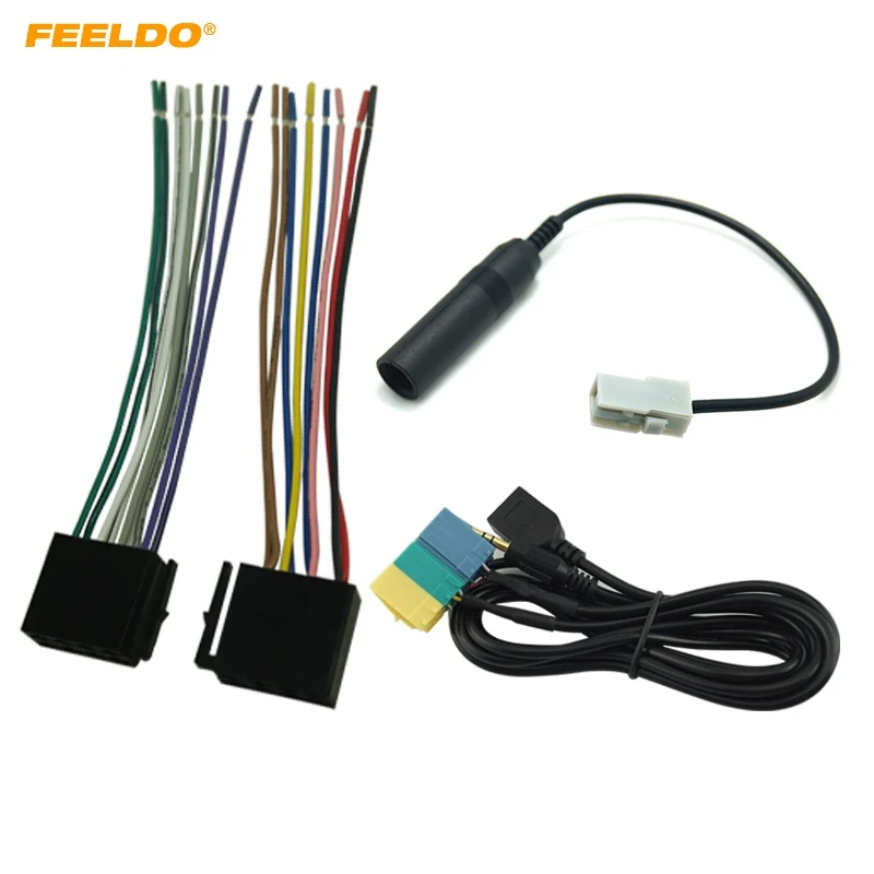 

FEELDO 1Set AUX/USB/Power Harness/Antenna Adapter Suite Set For Hyundai PA710S/KIA Soul Radio/CD/MP3 #CT3240