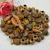 Onebeading Random Mixed style Imitation Wood Acrylic Beads Different Hole Size For Kids Necklace DIY Jeweley 8-25mm 100pcs