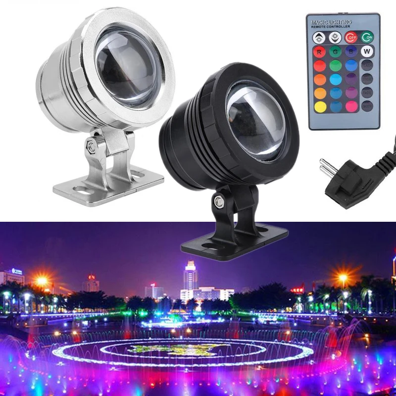 

10W/20W RGB Led Underwater Light Waterproof IP65 Fountain Pool Ponds Aquarium Tank Lamp 16 color+ Remote controller Spot Lights