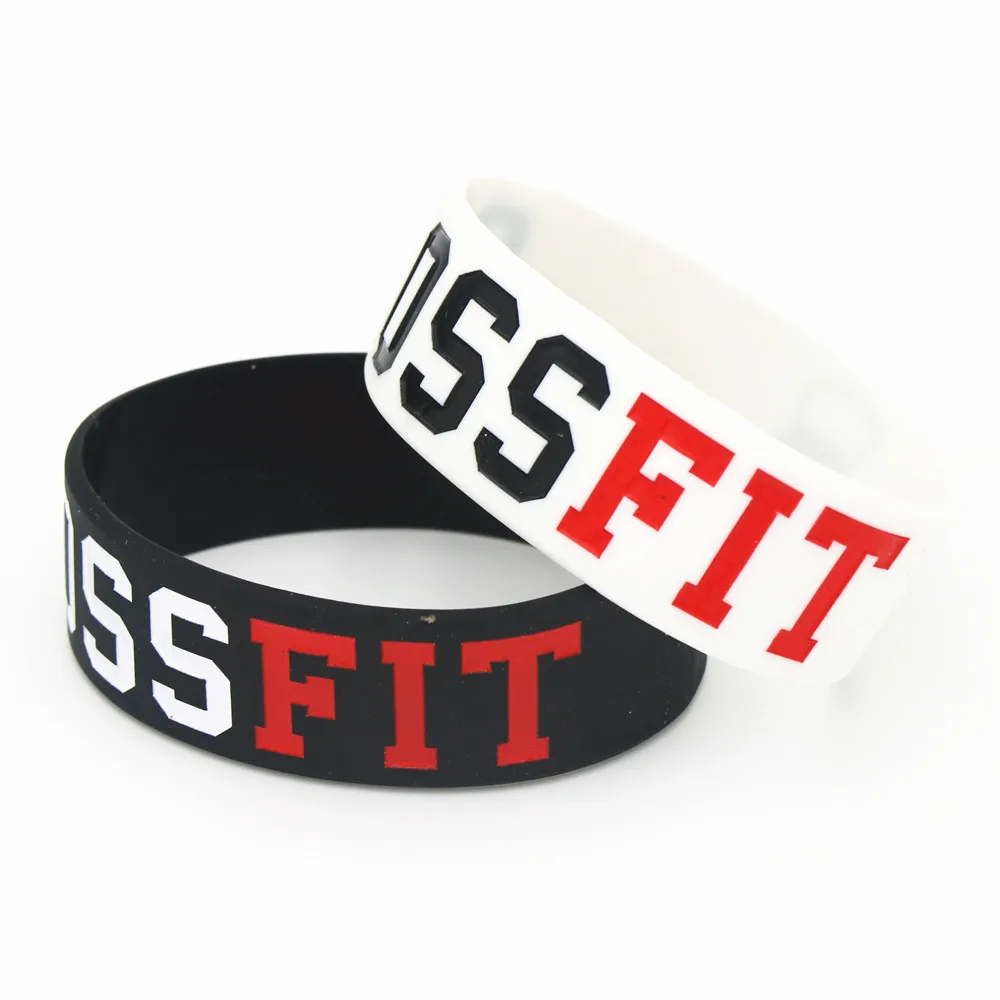 1PC New Fashion Jewelry CROSS FIT BRACELETS Black White Silicone Rubber CrossFit Bracelets & Bangles Wristbands Bands SH042