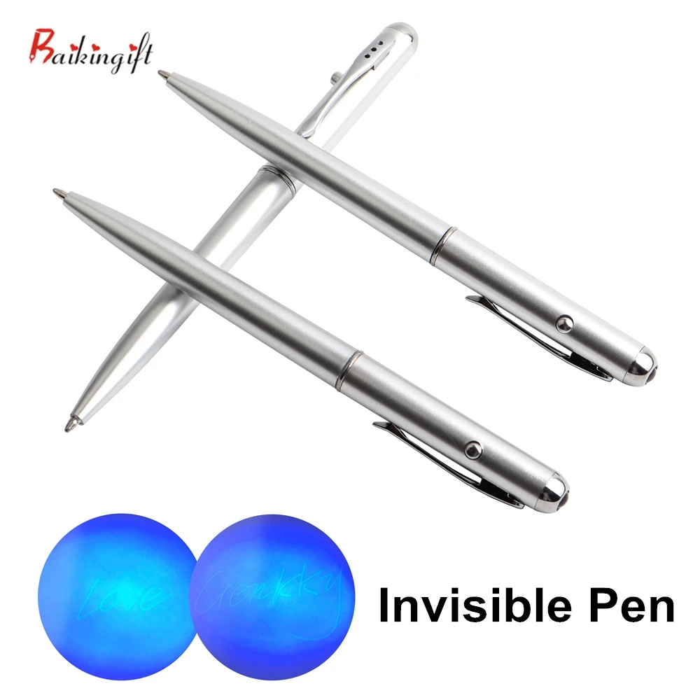 1PCS Creative Magic LED UV Light Ballpoint Pen with Invisible Ink Secret Spy Pen Novelty Item For Gifts School Office Supplies