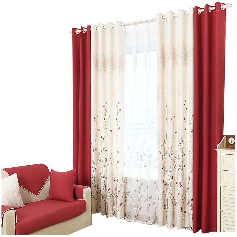 Custom Made Pastoral Curtains For Living Room Bedroom Drapes Custom Red Semi Light Window Curtain Voilage Rideaux Chambre