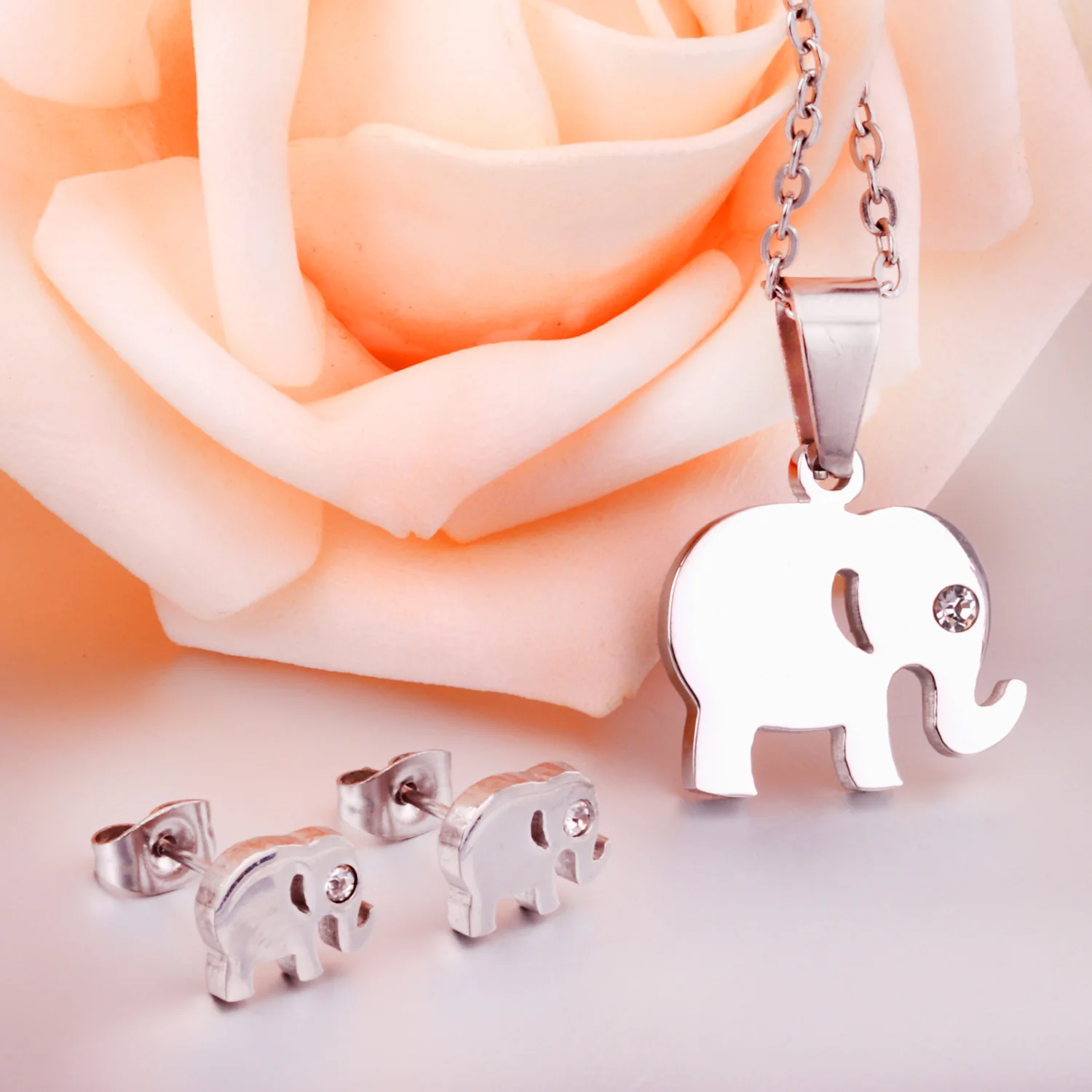 LUXUKISSKIDS Dubai African Party Jewelry Sets Golden Tiny Elephant Pendant Necklaces and Earrings for Women Fashion Bijoux
