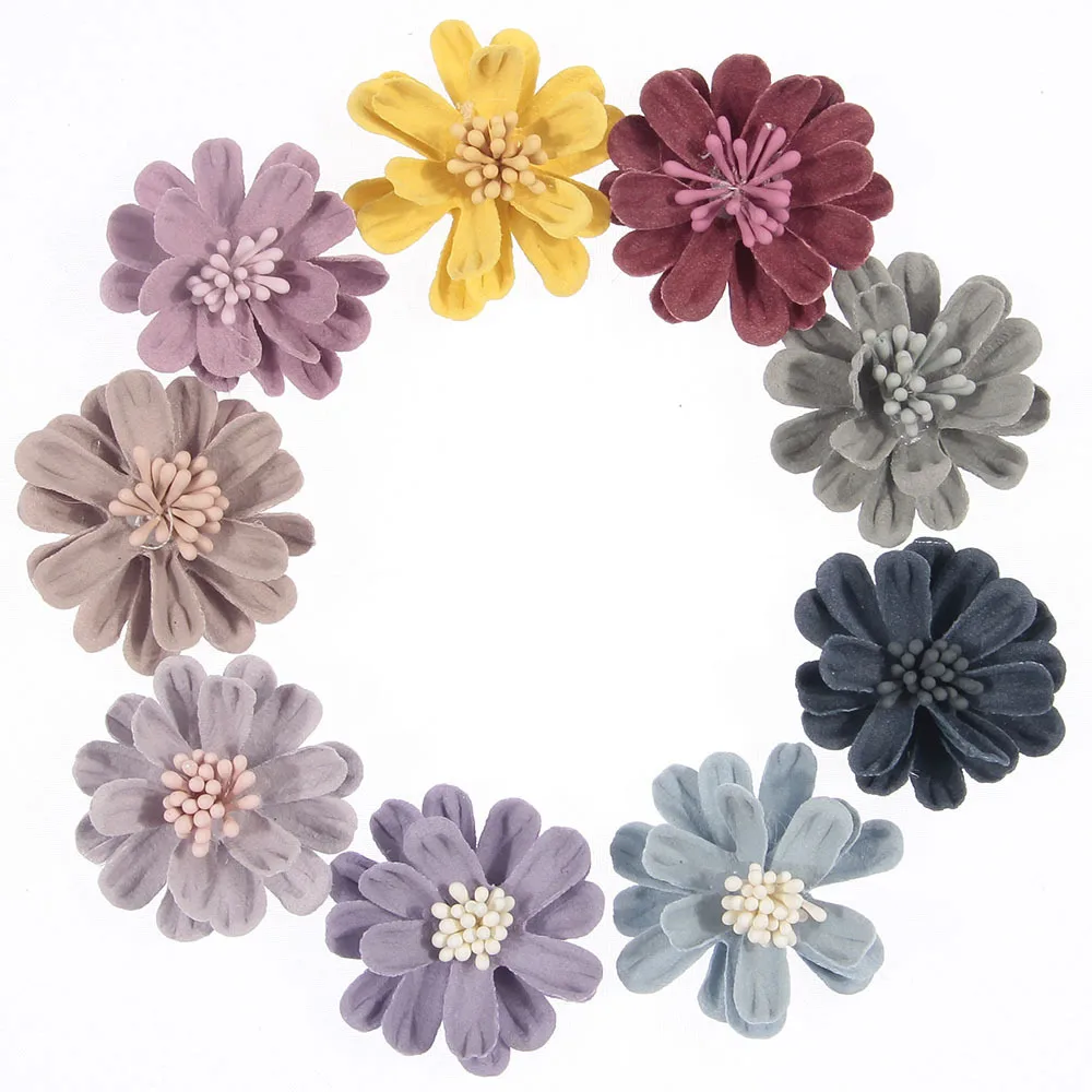 Yundfly 20pcs Vintage Solid Fabric Flowers Bud Baby Wreath Flower Girls Garland Headband Floral DIY Chidlren Hair Accessories