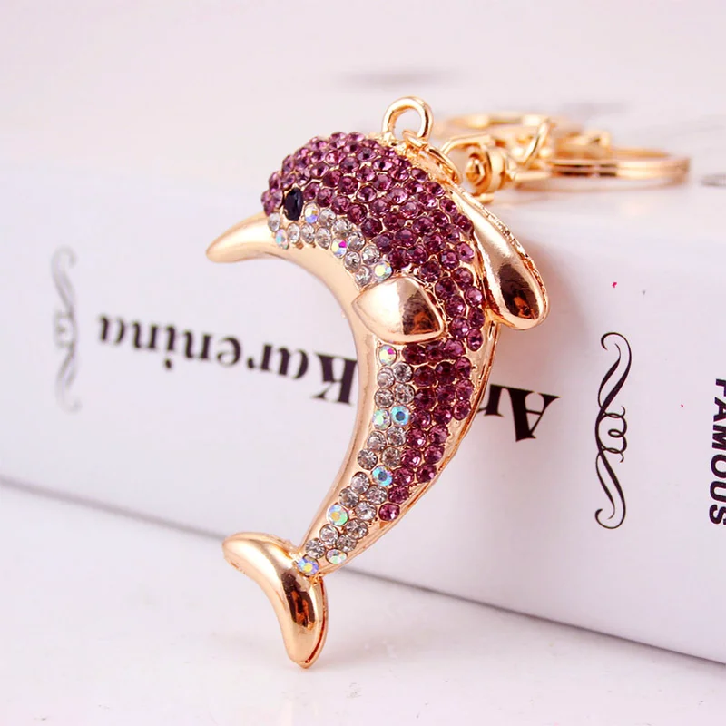 2024 Lovely Crystal Dolphin Keychain For women Purse Handbag Car Key Keyring Keychain Wedding Birthday Gift Party Jewelry