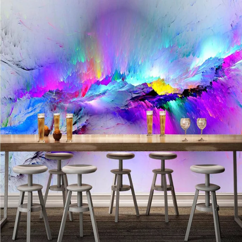 Custom Personality Abstract Purple Exaggeration Fresco Restaurant Club KTV Bar 3D Wallpaper Colorful Inkjet Modern Decor Mural