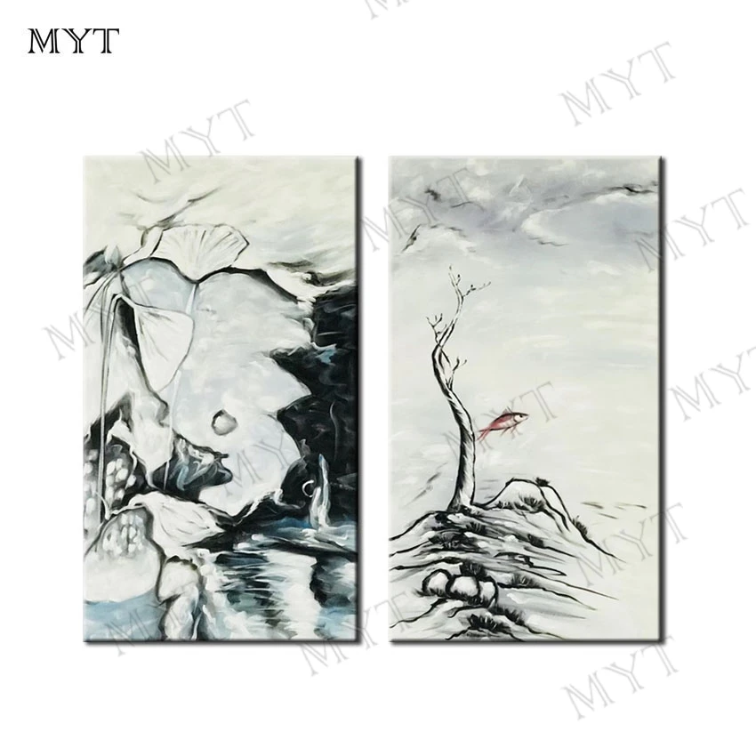 

Myt Chinese Farmhouse Style Large Size Handmade Canvas Abstract Oil Paintings Modern Home Decoration Posters Wall Art Pictures