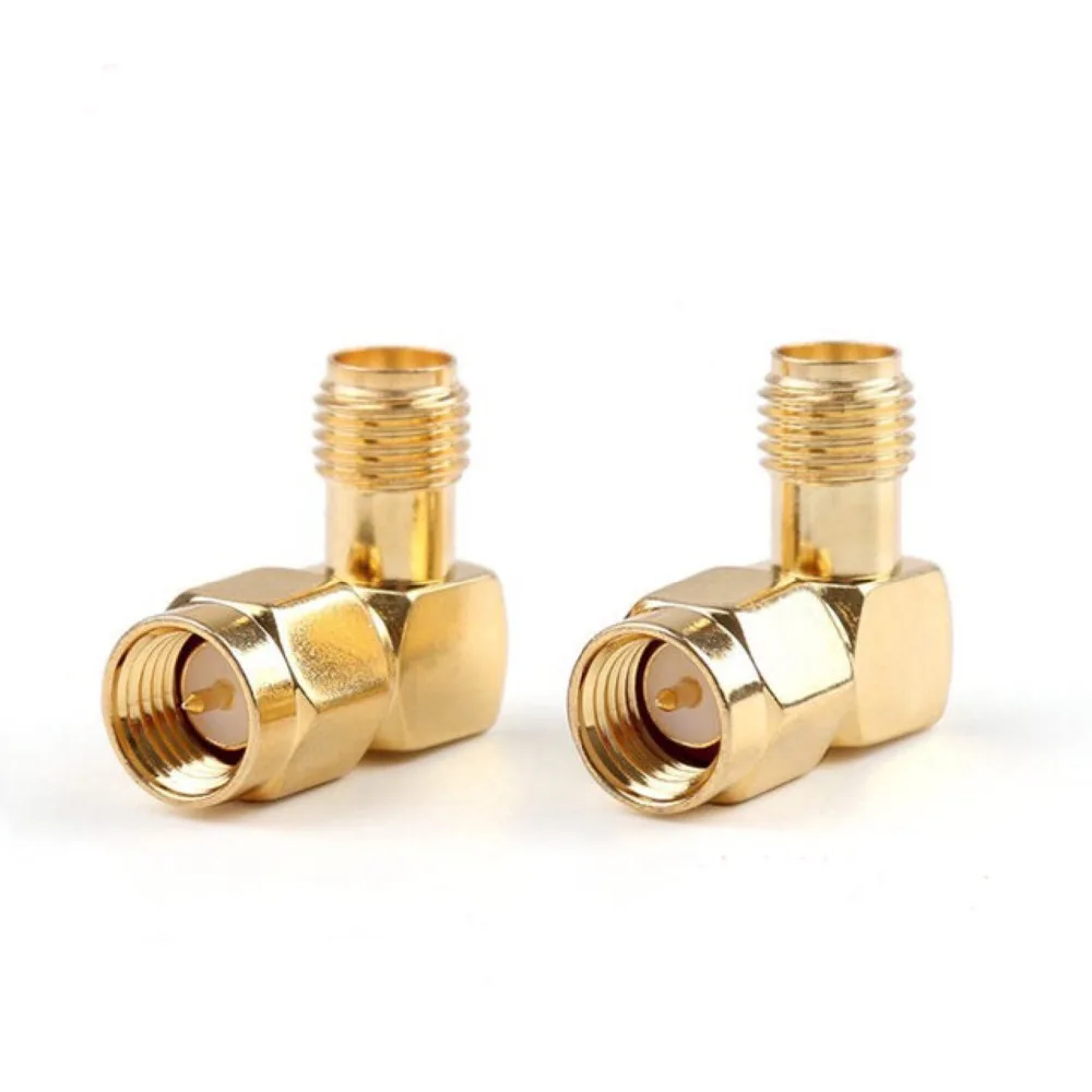 100pcs gold SMA male to SMA female 90 Degree right angle in series RF coaxial coax adapter connector