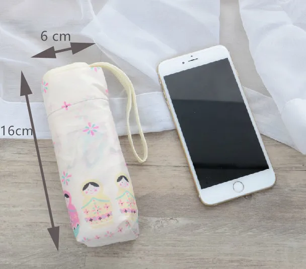 Five Folding Umbrella Little heart Stripe Anchor Doll Mini Light Sun Rain Women and Men\'s Fashion Umbrella Parasol Novelty Items