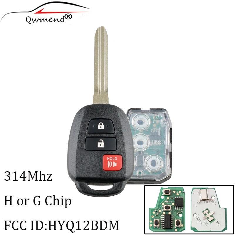 

3Buttons Remote key For Toyota HYQ12BDM 314Mhz For Toyota Rav4 2013 2014 2015 For Toyota Prius C V 2012-2016 original key