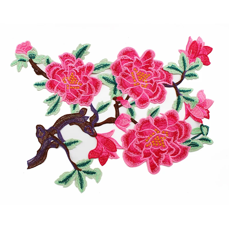 10piece Fuchsia Embroidery Floral Lace Patches Motif Applique Venice Sew On Patches Bridal Dress Sticker Sewing Supplies T1637