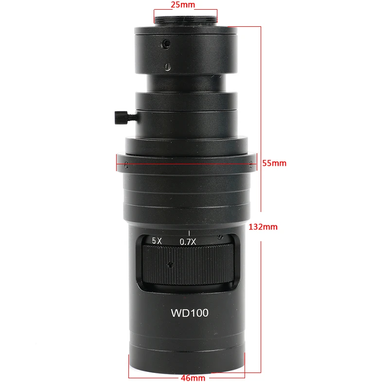 Einstellbares 180X 120X 300X 200X 130X Zoom C-Mount-Objektiv 0,7X~4,5X Vergrößerung 25mm für HDMI USB Industrie-Videomikroskopkamera – Detail 14