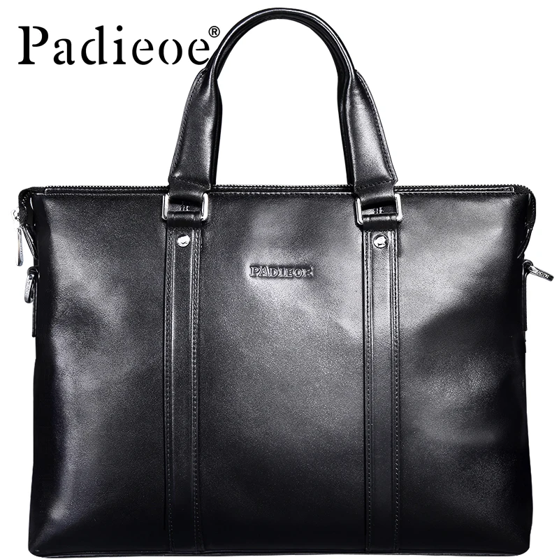 Padieoe-Bolsa de Carteira de Couro Genuíno Masculina, Bolsa de Documentos Empresariais, Bolsa Laptop, Ombro, Marca de Luxo