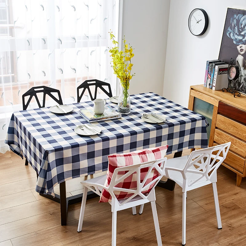 Plaid Table Cloth Modern Rectangle Table Cover Blue&White Tablecloth Home Kitchen Decoration For Party Mantel Mesa Home Decor