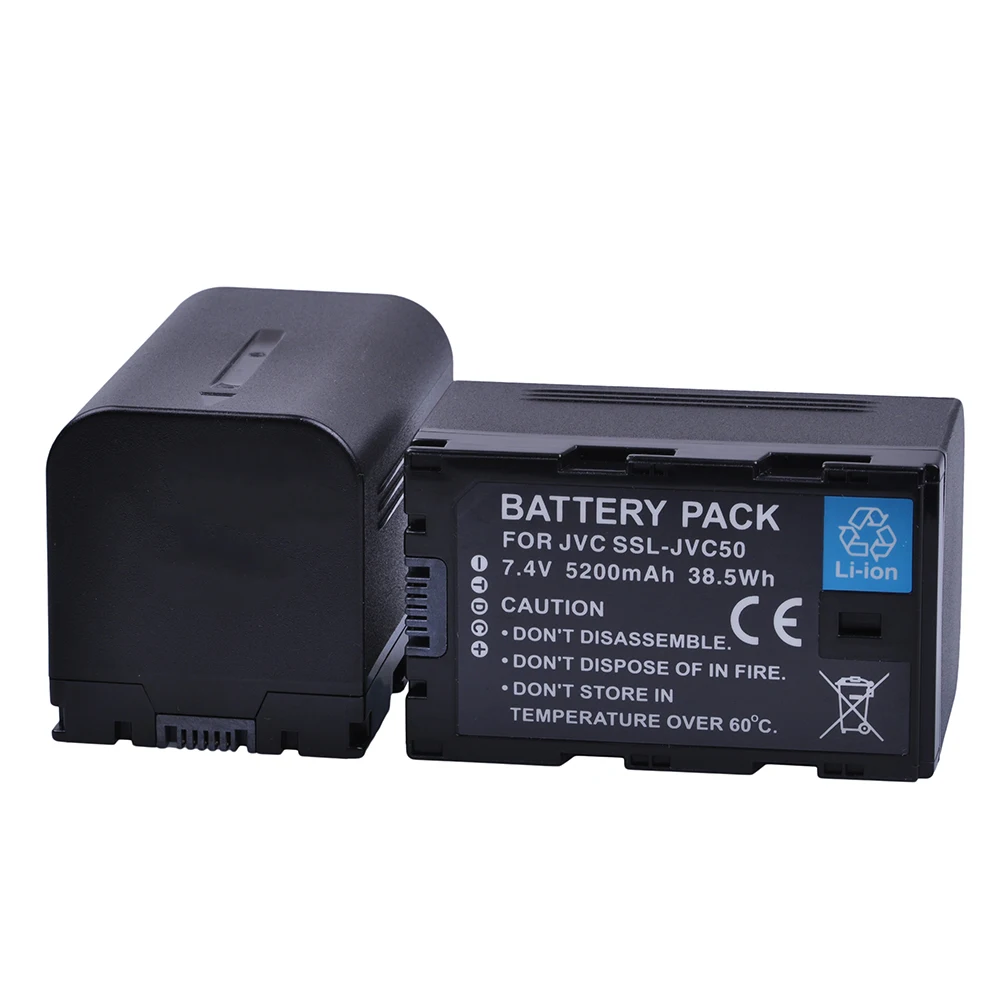 Batmax 2Pcs 7.4V 5200mAh SSL-JVC50 JVC50 SSLJVC50 Camera Battery for JVC GY-HM600 GY-HM650 GY-LS300 GY-HMQ10 Camcorders