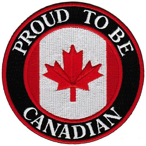 PROUD TO BE CANADIAN embroidered iron-on PATCH CANADA FLAG MAPLE LEAF