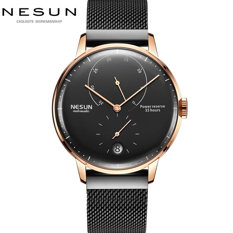 New Switzerland Top Luxury Brand NESUN Automatic Mechanical Men\'s Watches Sapphire Waterproof Energy Display Clocks N9603-5