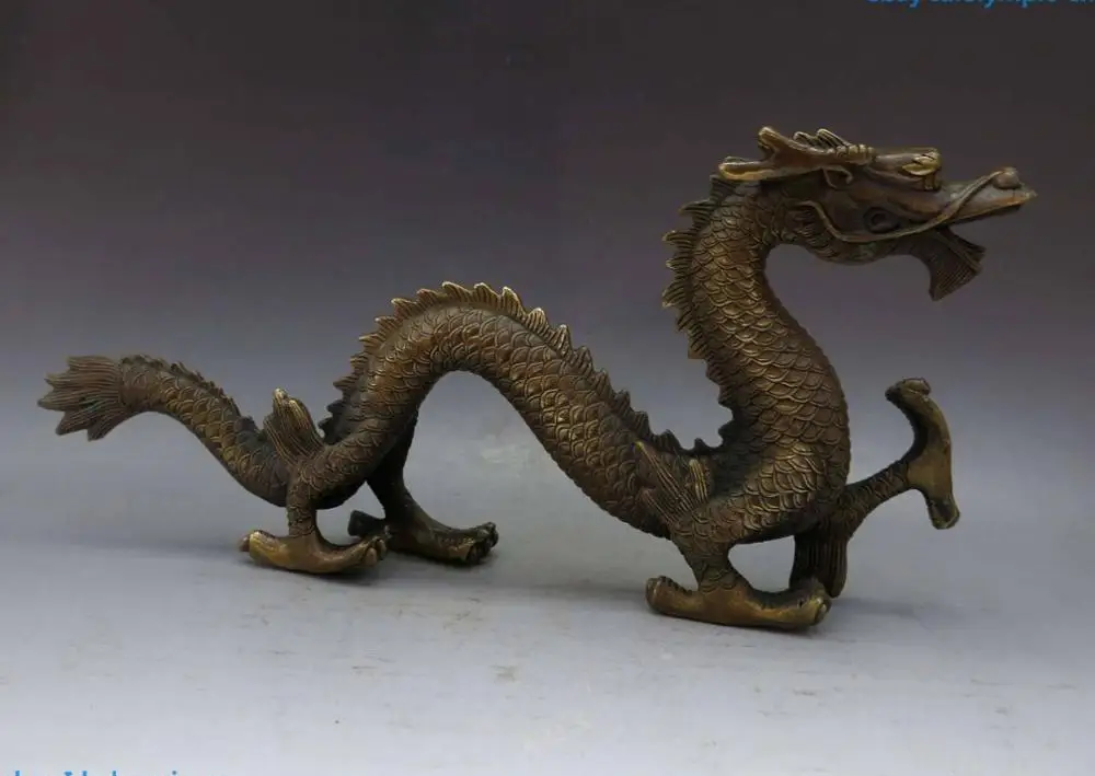 

13" China brass copper fine Beautiful Dragon Sculpture Statue