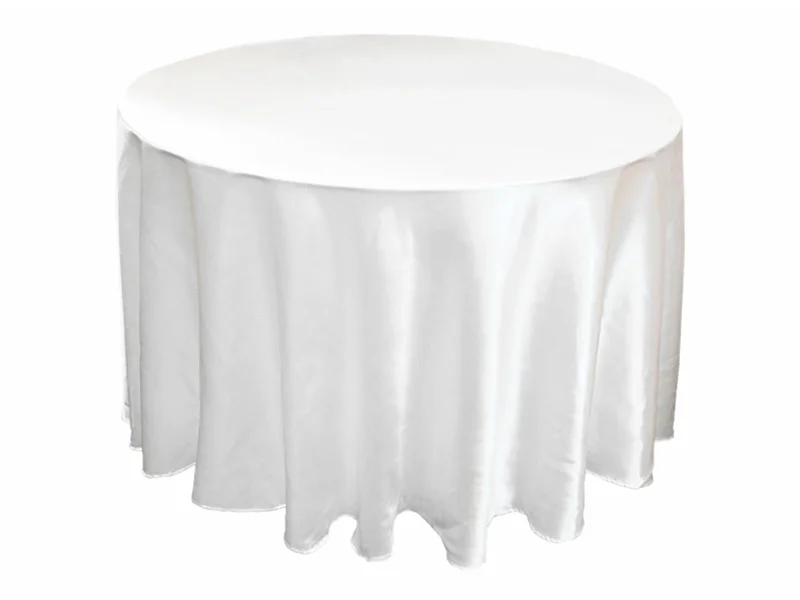 High Quality 10 pieces Tvale Cloth Diameter 2.8M Satin Table Cover White Black Round for Banquet Wedding Party Decor W108