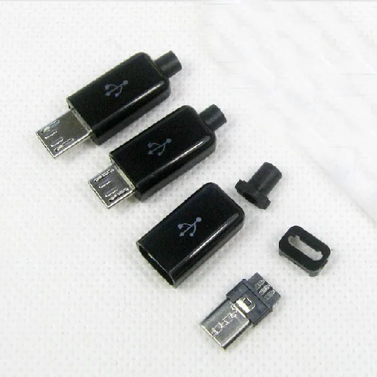 10pcs 6mm 8mm Micro USB 5PIN Welding Type Male Plug Connectors Charger 5P Tail Charging Socket 4 in 1 White Black