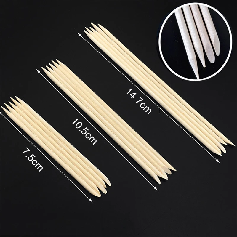 New 30/50pcs/lot Orange Wooden Nail Art Stick Double End Dead Skin Fork Cuticle Pusher Remover Pedicure Manicure Tools