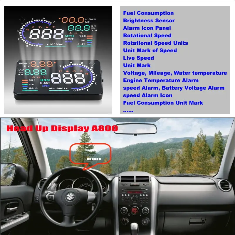 For Suzuki Grand Vitara/Swift/SX4 2010-2020 Car OBD Head Up Display Safe Driving Screen Projector Reflecting Windshield