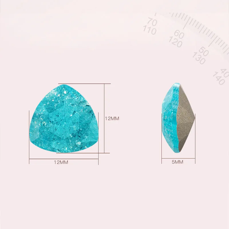 New arrival 12mm Ice flower Fat triangle shape crystal strass glass pointback rhinestones
