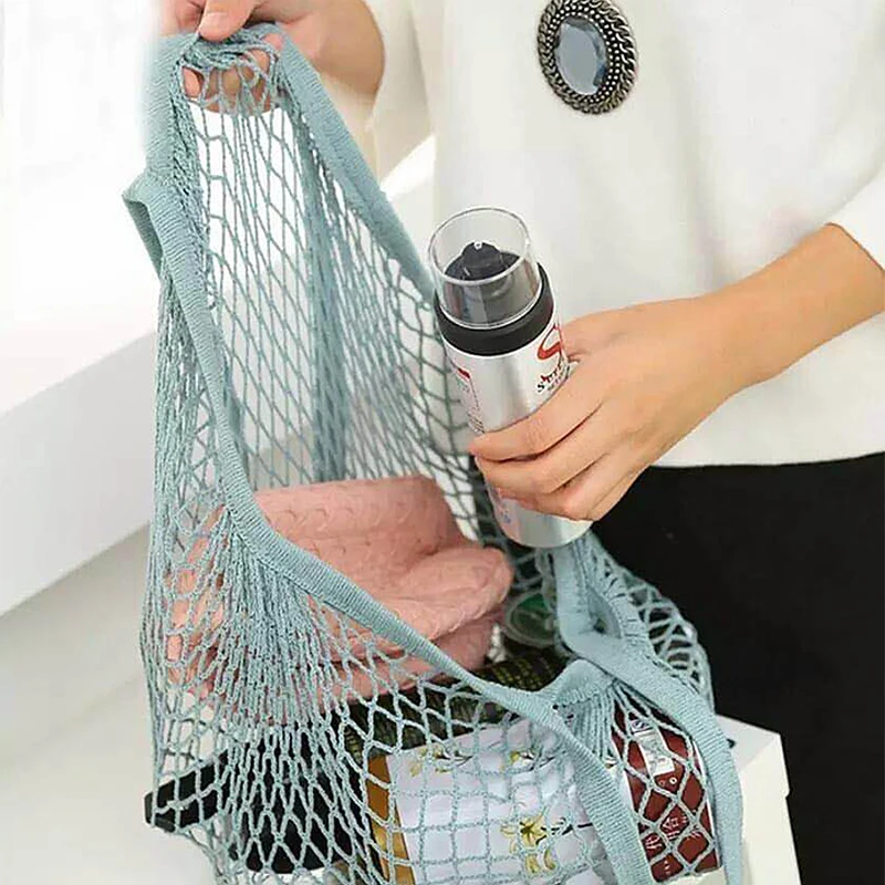 New Mesh String Shopping Bag Fashion Net Bag Reusable Fruit Storage Handbag Totes Women Shopping Mesh Bag Shopper Shoulder Bags