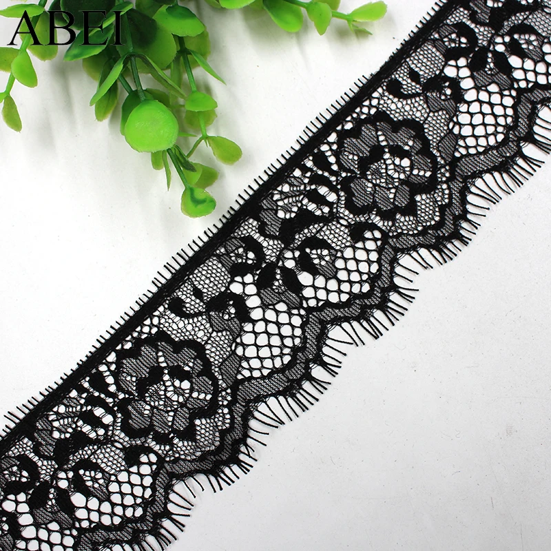 5.8cm 3meters Quality Nylon Black Eyelash Lace Ribbon DIY Lace Trims Fabric Garments Clothing Wedding Party Dress Accessories