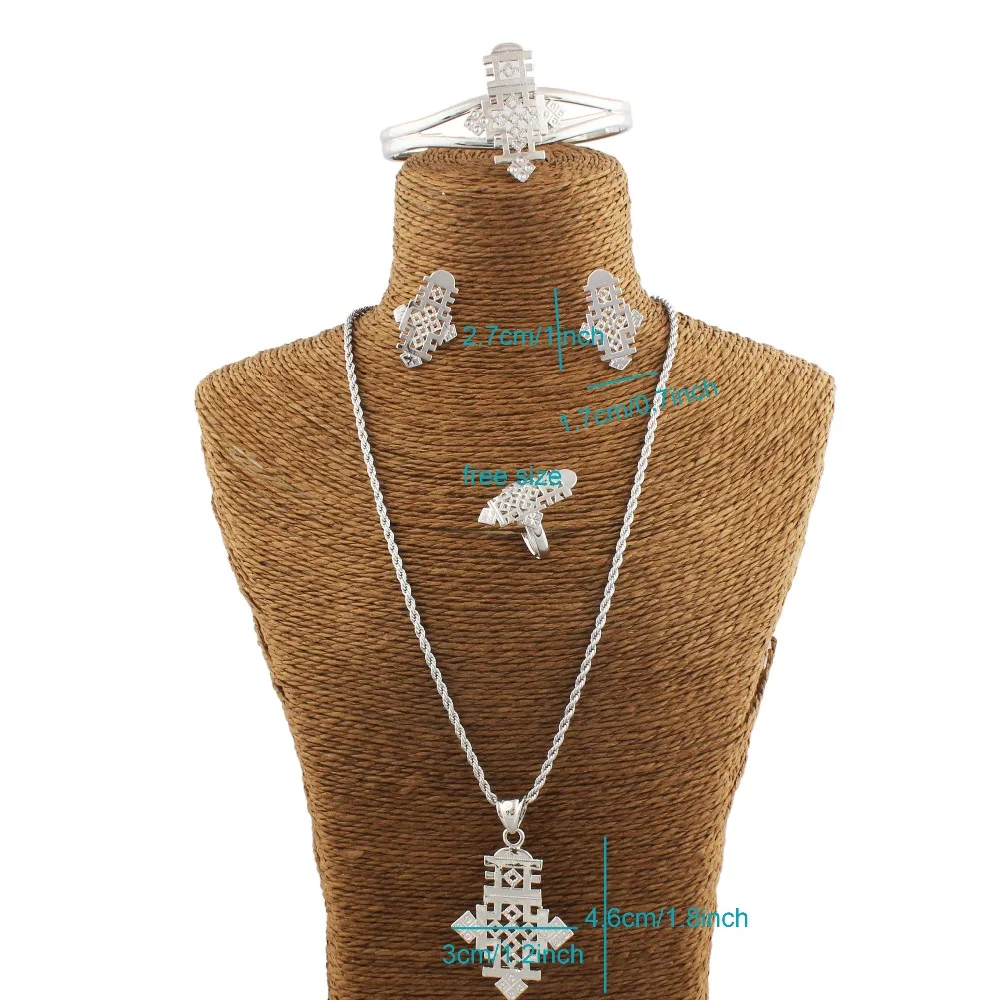 Adixyn Ethiopian Cross Necklace/Pendant/Bangle/Earring/Ring Set Jewelry Habesha Jewelry Coptic African Bride Ethiopia gift